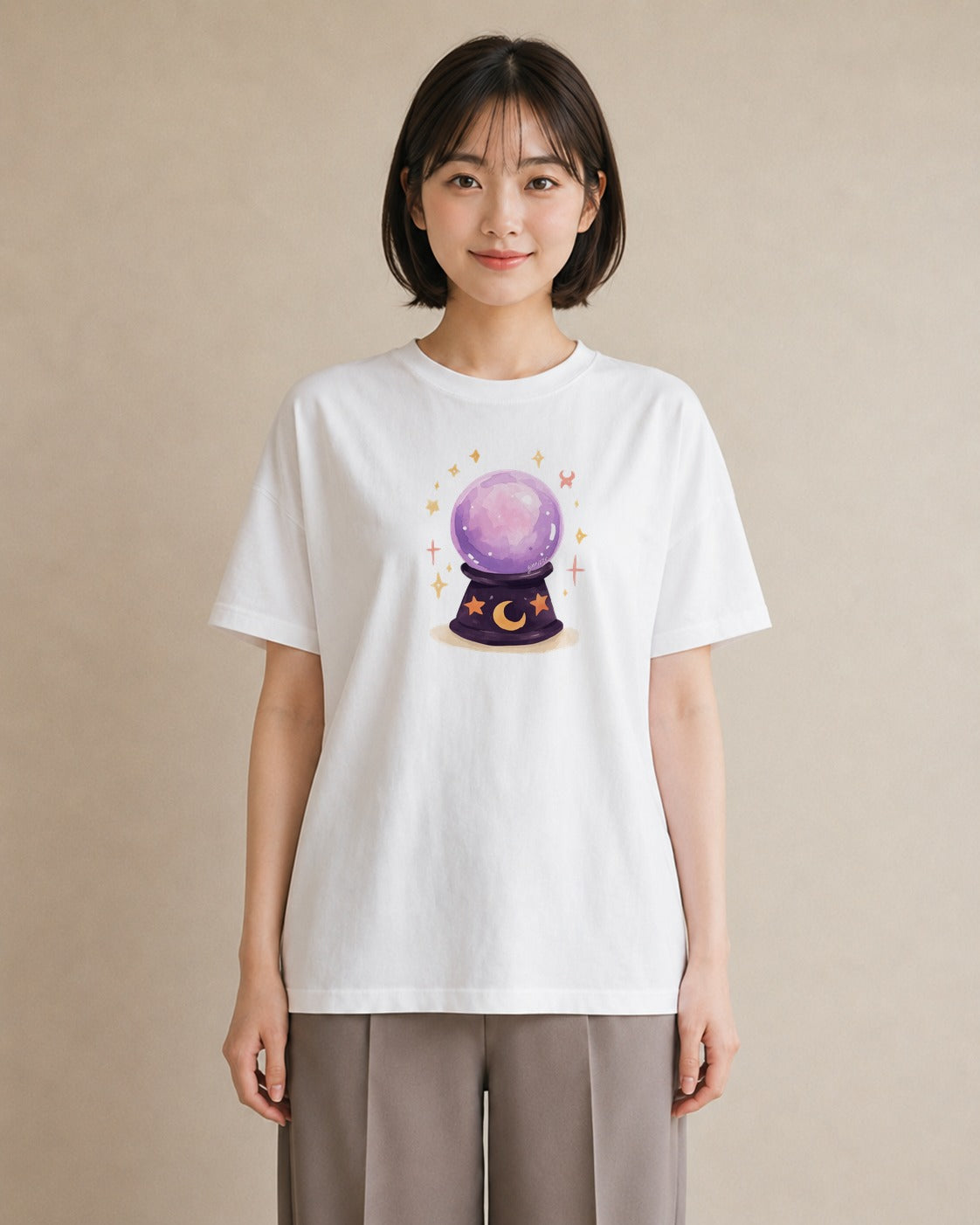 デザインTシャツ レディース 蟹座 星空 宇宙 イラスト 個性的 ビーチ デイリーウェア 白T YMAZO