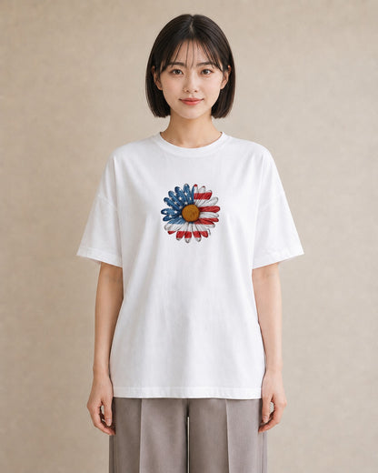 Tシャツ レディース マーガレット 花 花柄 イラスト ゆるかわ 送別ギフト 通勤 白T YMAZO