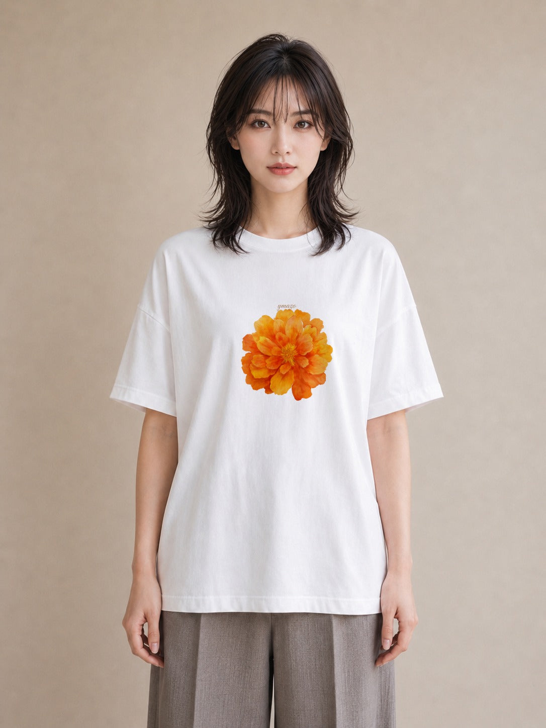 デザインTシャツ レディース コスモス 秋桜 花 花柄 イラスト ミニマル 週末コーデ 敬老の日 白T