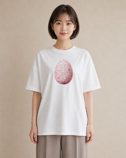 デザインTシャツ レディース たまご 食べ物 フード イラスト ヴィンテージ風 普段着 週末コーデ 白T YMAZO