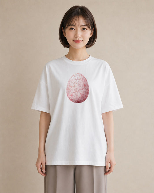 デザインTシャツ レディース たまご 食べ物 フード イラスト ヴィンテージ風 普段着 週末コーデ 白T YMAZO