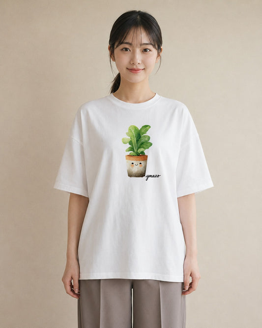 Tシャツ レディース 多肉植物 植物 ボタニカル イラスト 韓国風 母の日 ビーチ 白T YMAZO