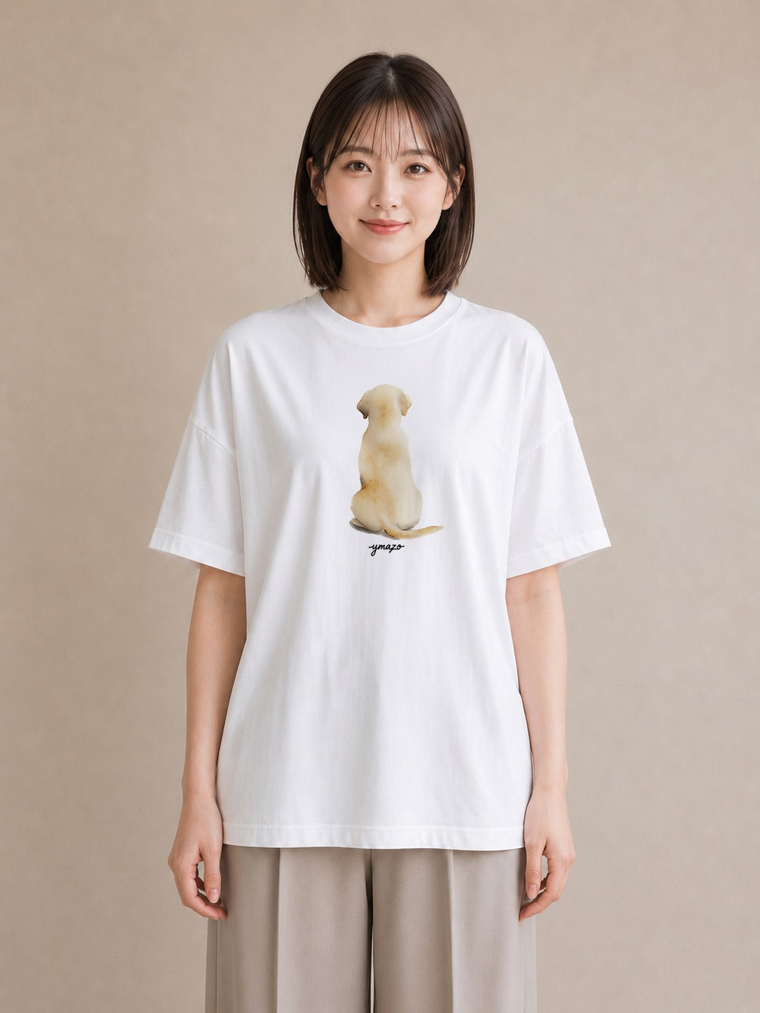 デザインTシャツ レディース ラブラドールレトリバー 犬 いぬ イラスト 上品 おしゃれギフト 社会人 白T YMAZO
