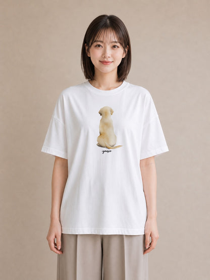 デザインTシャツ レディース ラブラドールレトリバー 犬 いぬ イラスト 上品 おしゃれギフト 社会人 白T YMAZO