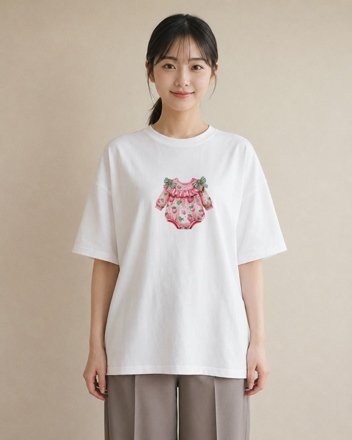 グラフィックTシャツ レディース ショートケーキ 食べ物 フード イラスト レトロ 母の日 ビーチ 白T YMAZO