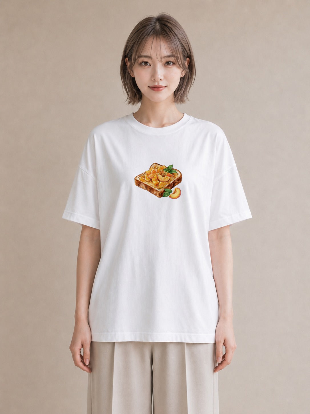 グラフィックTシャツ レディース パン 食べ物 フード イラスト シック 部屋着 女性向けギフト 白T YMAZO