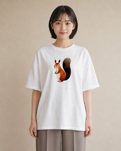 半袖Tシャツ レディース シマリス ペット 動物 イラスト 水彩風 ホワイトデー 春服 白T YMAZO