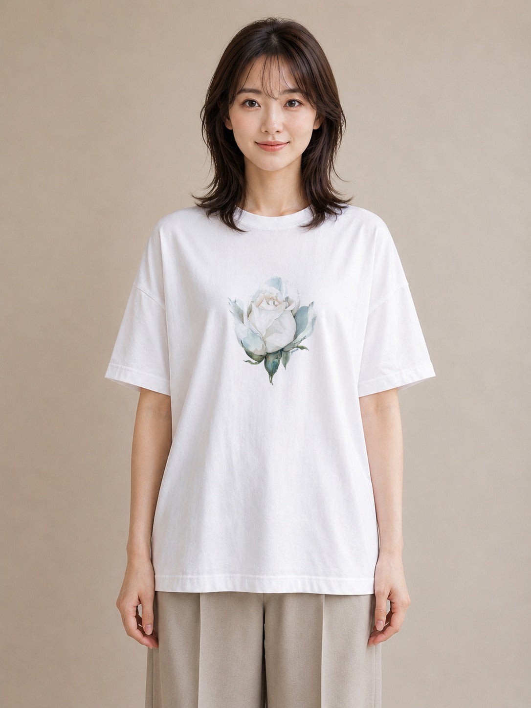 グラフィックTシャツ レディース バラ 薔薇 ローズ 花 花柄 イラスト レトロ 旅行 母娘コーデ 白T