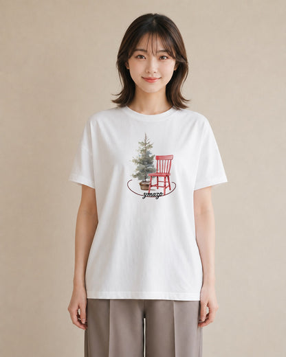 デザインTシャツ レディース 窓辺の椅子 窓辺 椅子 ナチュラル アンティーク イラスト こなれ感 通学 誕生日プレゼント 白T YMAZO