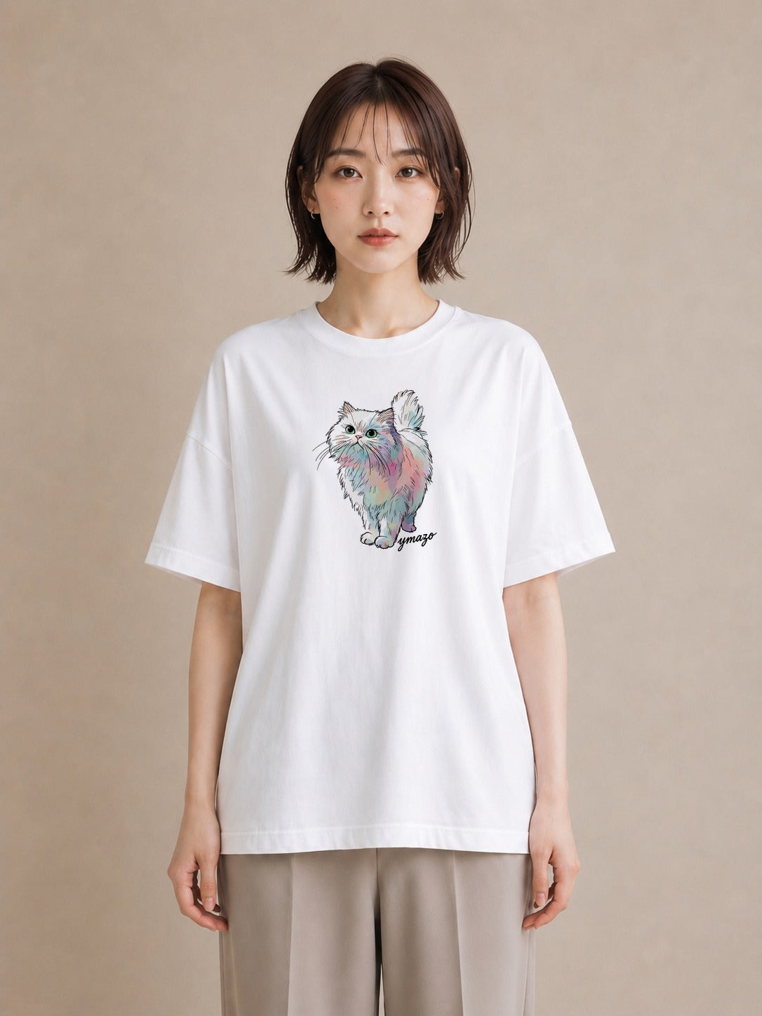 デザインTシャツ レディース ソマリ 猫 ねこ イラスト 北欧風 ギフト 母の日 白T YMAZO