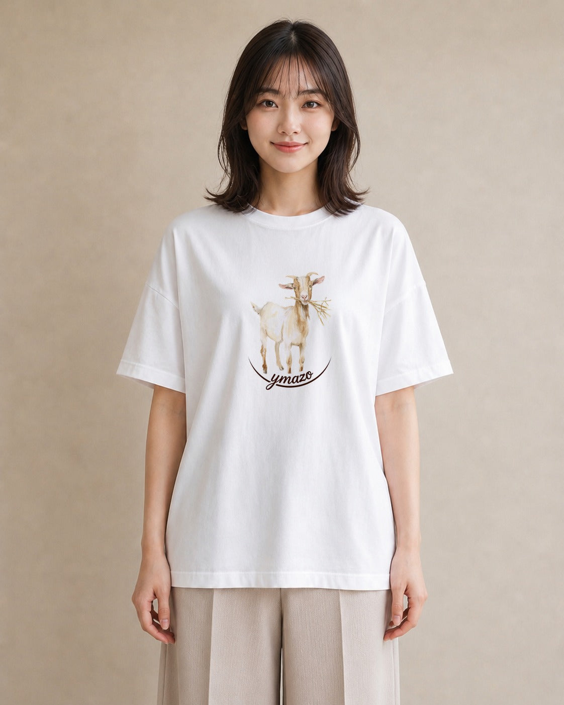 プリントTシャツ レディース 山羊座 星空 宇宙 イラスト ヴィンテージ風 女子会 お揃い 白T YMAZO