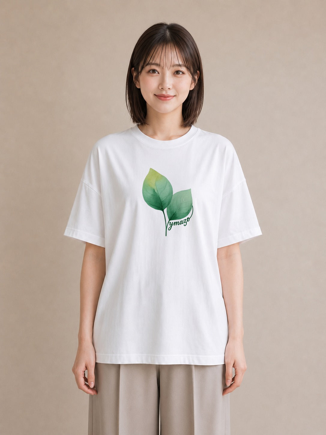 半袖Tシャツ レディース つる 植物 ボタニカル イラスト カフェコーデ 通勤 在宅 白T YMAZO