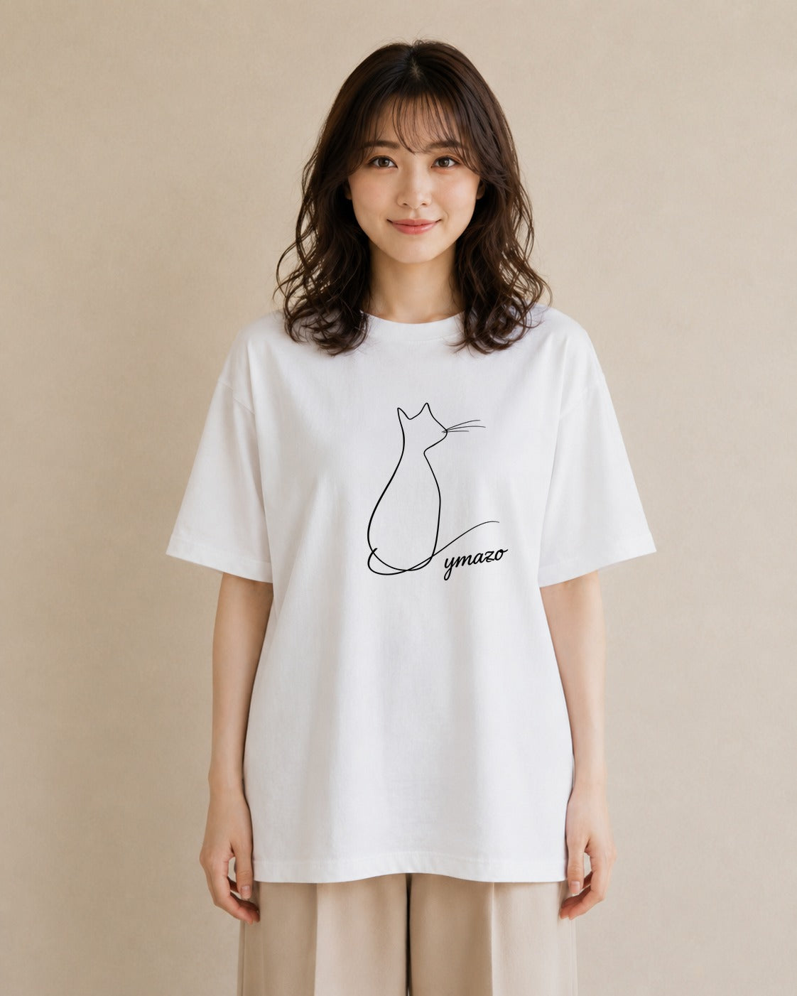 デザインTシャツ レディース 猫 ねこ ネコ イラスト ナチュラル 誕生日プレゼント 綿100 白T YMAZO