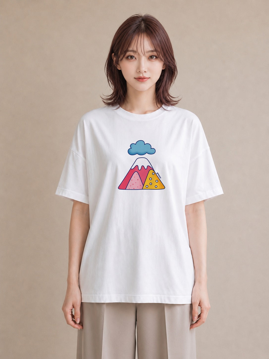 プリントTシャツ レディース 山 星空 宇宙 イラスト ゆるかわ お出かけ 普段着 白T YMAZO