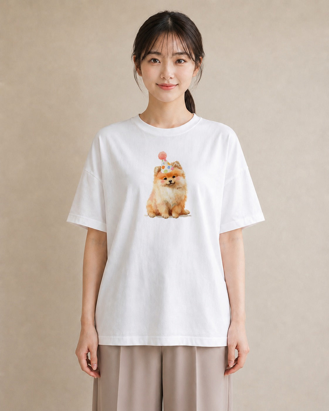 グラフィックTシャツ レディース ポメラニアン ポメ 犬 いぬ イラスト ボタニカル 姉妹 送別ギフト 白T YMAZO