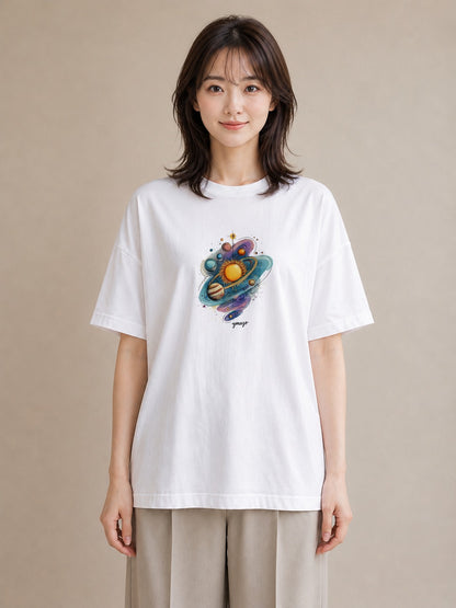 Tシャツ レディース 蟹座 星空 宇宙 イラスト 手描き風 休日 ペアコーデ 白T YMAZO