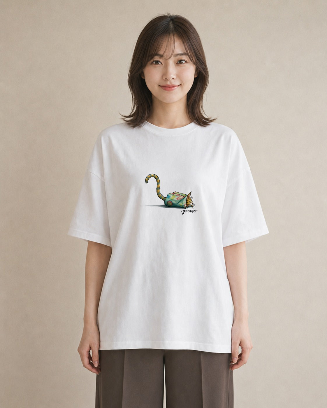 半袖Tシャツ レディース 猫好き 猫 ねこ イラスト レトロ ミセス 春コーデ 白T YMAZO