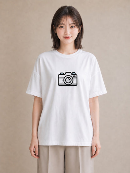 グラフィックTシャツ レディース カメラ フィルムカメラ レトロカメラ イラスト モード ビーチ デイリーウェア 白T YMAZO