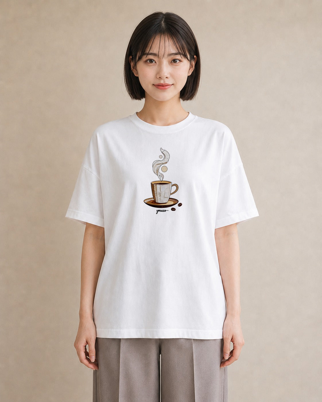 半袖Tシャツ レディース カフェラテ 食べ物 フード イラスト フェミニン ホワイトデー 春服 白T YMAZO