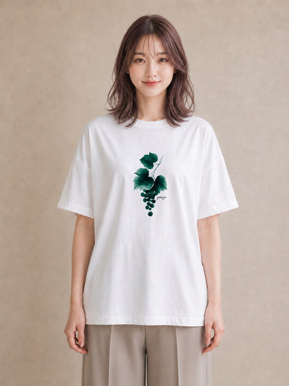 プリントTシャツ レディース つる 植物 ボタニカル イラスト 淡色 海 カフェ巡り 白T YMAZO