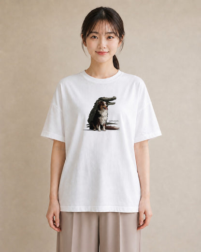 Tシャツ レディース ボーダーコリー 犬 いぬ イラスト フェミニン 通勤 在宅 白T YMAZO