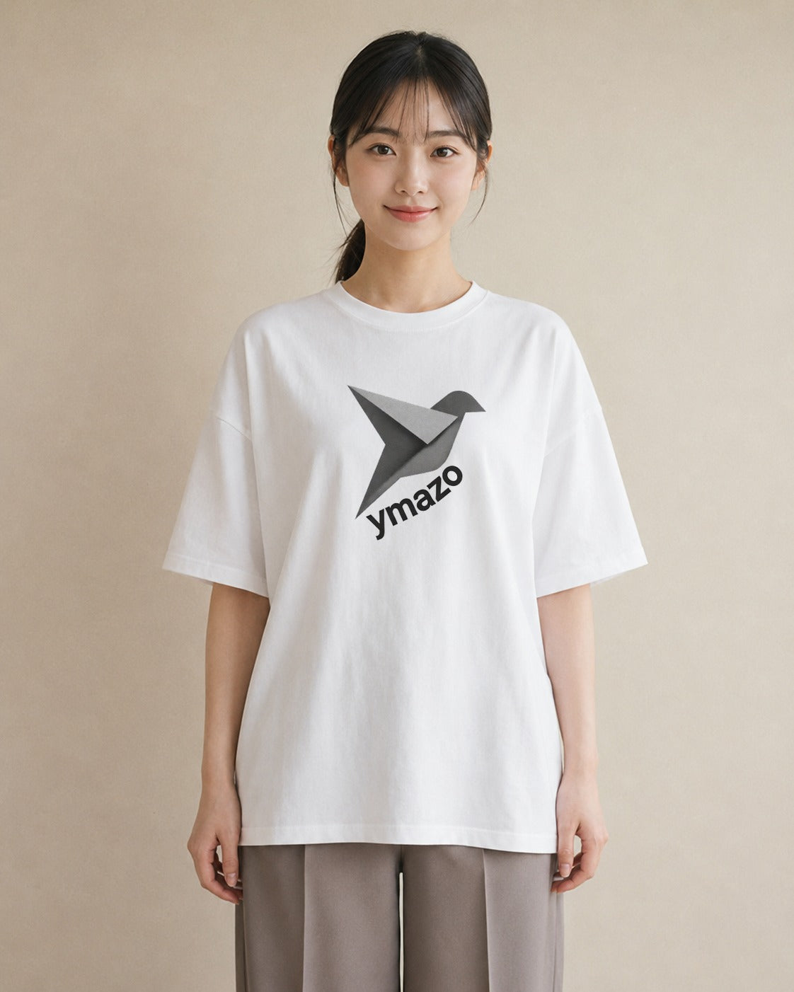 Tシャツ レディース 折り鶴 折り紙 ナチュラル アンティーク イラスト アート風 女性向けギフト 散歩 白T YMAZO
