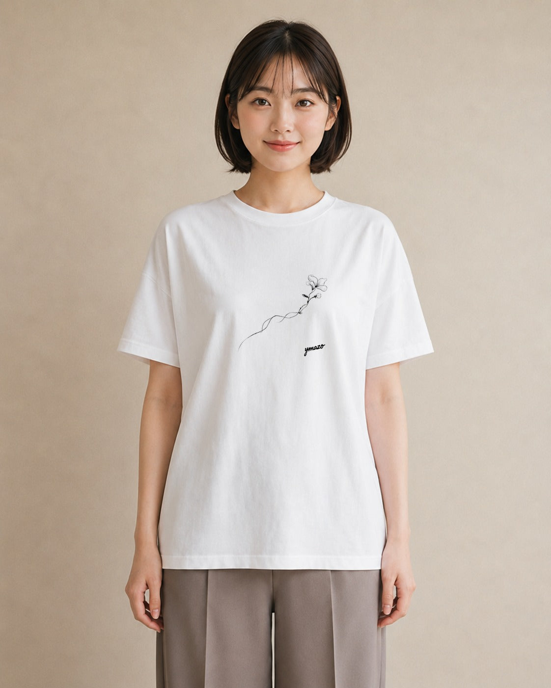 グラフィックTシャツ レディース さくら 桜 桜の枝 イラスト ラフカジュアル 旅行用 海 白T YMAZO