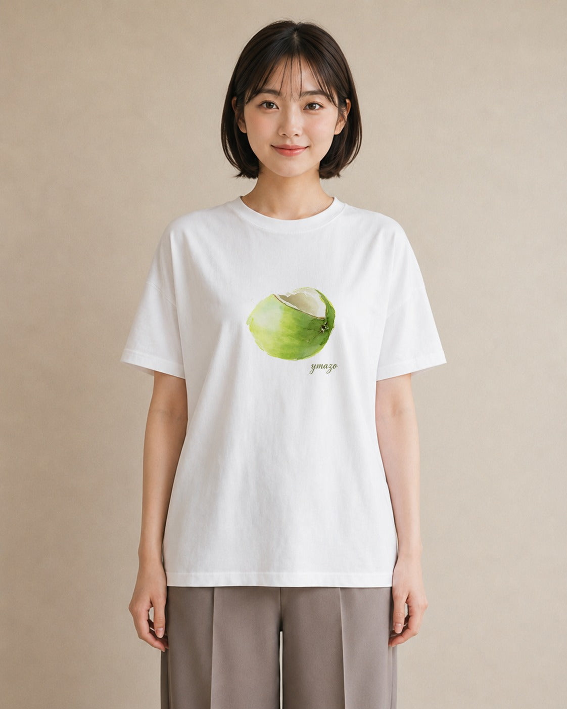 半袖Tシャツ レディース バナナ 食べ物 フード イラスト ラフカジュアル 散歩 お出かけ 白T YMAZO