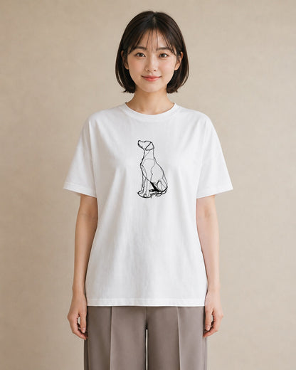 デザインTシャツ レディース 犬 いぬ わんこ イラスト ポップ 海 カフェ巡り 白T YMAZO