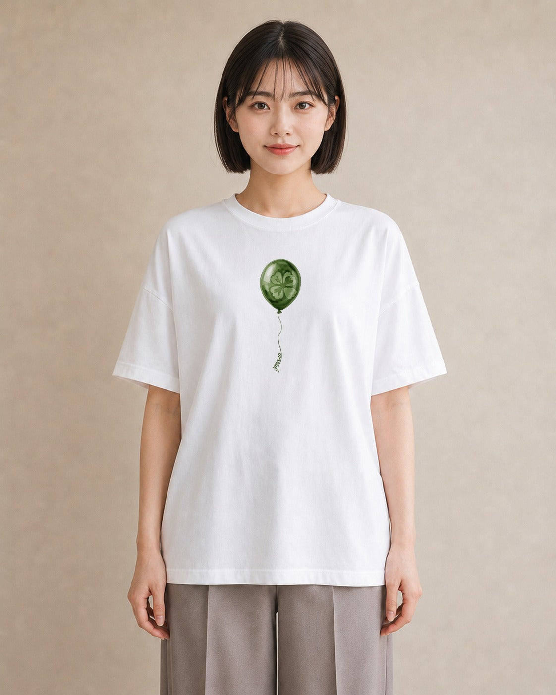 デザインTシャツ レディース 紙風船 和紙 ナチュラル アンティーク イラスト 北欧風 ルームウェア ギフト 白T YMAZO