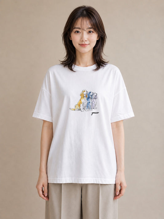 デザインTシャツ レディース キャバリア 犬 いぬ イラスト きれいめ ホワイトデー 春服 白T