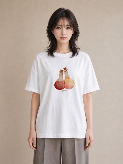 半袖Tシャツ レディース ミルク 食べ物 フード イラスト モード 帰省 ラフ 白T YMAZO