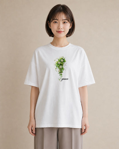 デザインTシャツ レディース あさがお 朝顔 花 花柄 イラスト カフェコーデ ホワイトデー 春服 白T