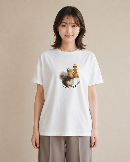 Tシャツ レディース シマリス ペット 動物 イラスト ラフ カジュアルコーデ 買い物 白T YMAZO