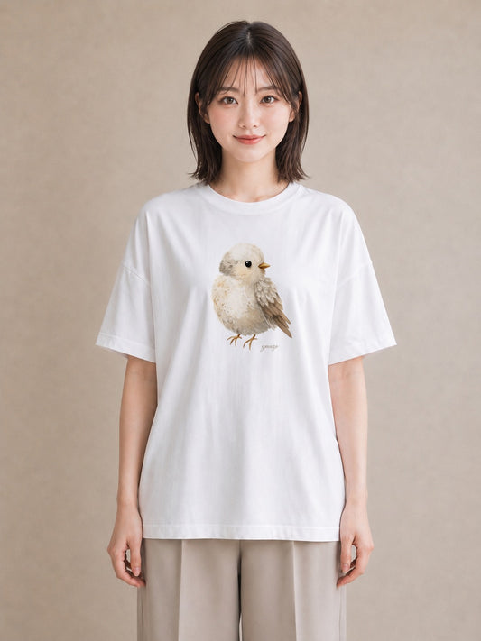 半袖Tシャツ レディース 文鳥 ペット 動物 イラスト ユニーク 通学 誕生日プレゼント 白T YMAZO