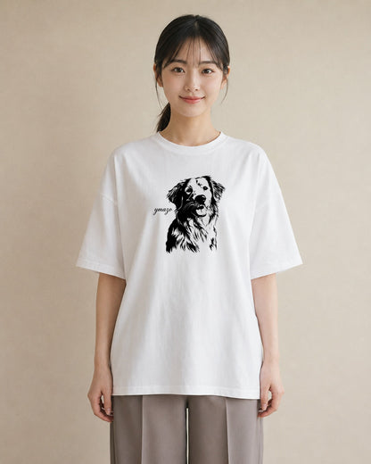 デザインTシャツ レディース 犬 いぬ イラスト 水彩風 カフェ巡り 女子会 白T YMAZO