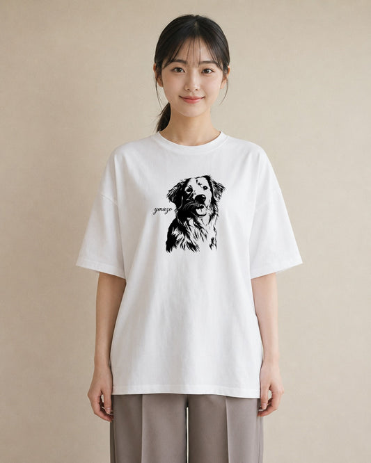 デザインTシャツ レディース 犬 いぬ イラスト 水彩風 カフェ巡り 女子会 白T