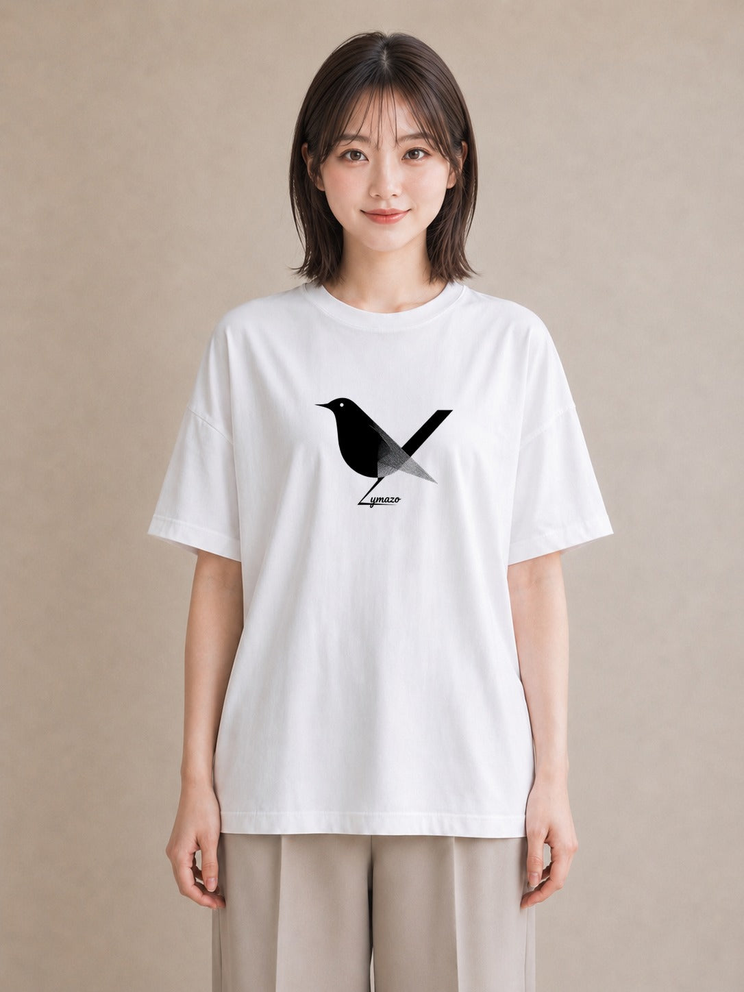 グラフィックTシャツ レディース 折り鶴 折り紙 ナチュラル アンティーク イラスト 線画 お揃い 親子 白T YMAZO