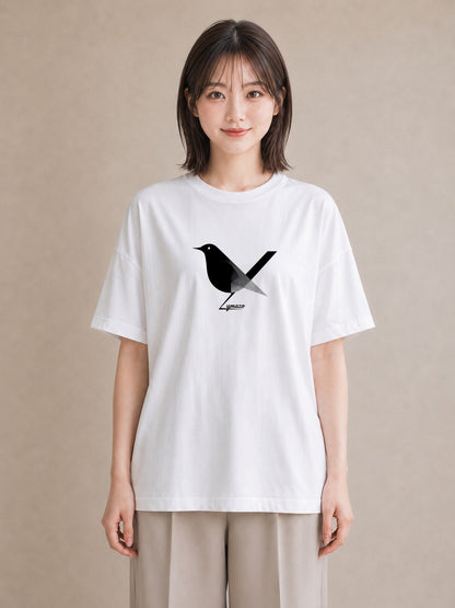グラフィックTシャツ レディース 折り鶴 折り紙 ナチュラル アンティーク イラスト 線画 お揃い 親子 白T YMAZO