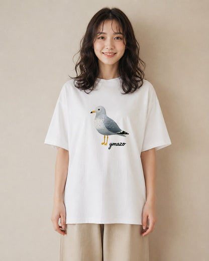 プリントTシャツ レディース 遠い家と鳥 風景 鳥 ナチュラル アンティーク イラスト ゆるコーデ 在宅 公園 白T YMAZO