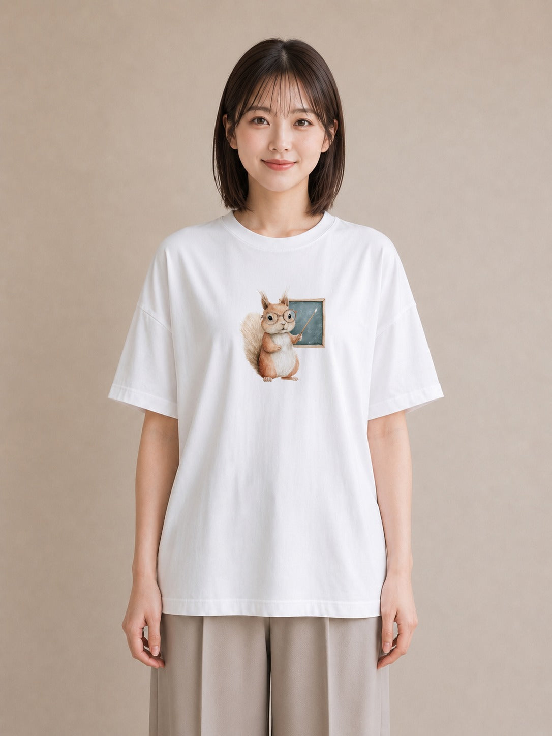 デザインTシャツ レディース リス ペット 動物 イラスト ラフ 母娘コーデ 自分用 白T YMAZO