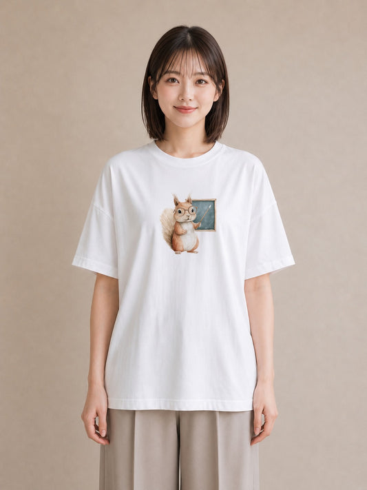 デザインTシャツ レディース リス ペット 動物 イラスト ラフ 母娘コーデ 自分用 白T YMAZO
