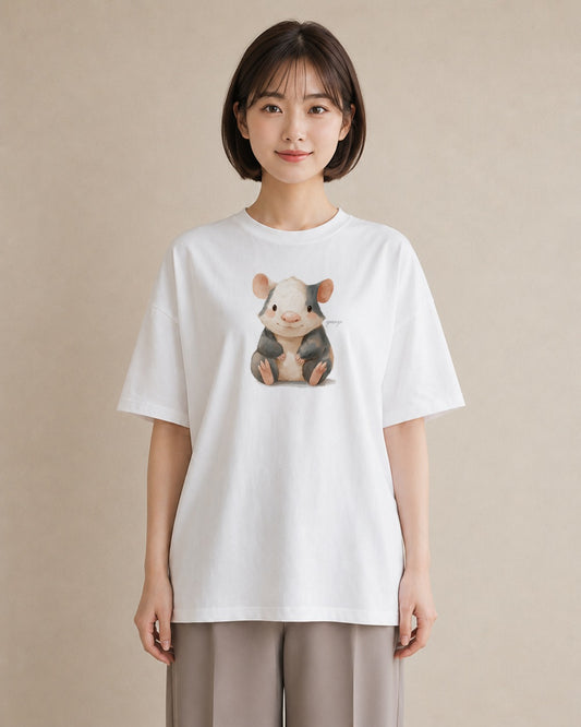 Tシャツ レディース デグー ペット 動物 イラスト きれいめ 通学 誕生日プレゼント 白T YMAZO