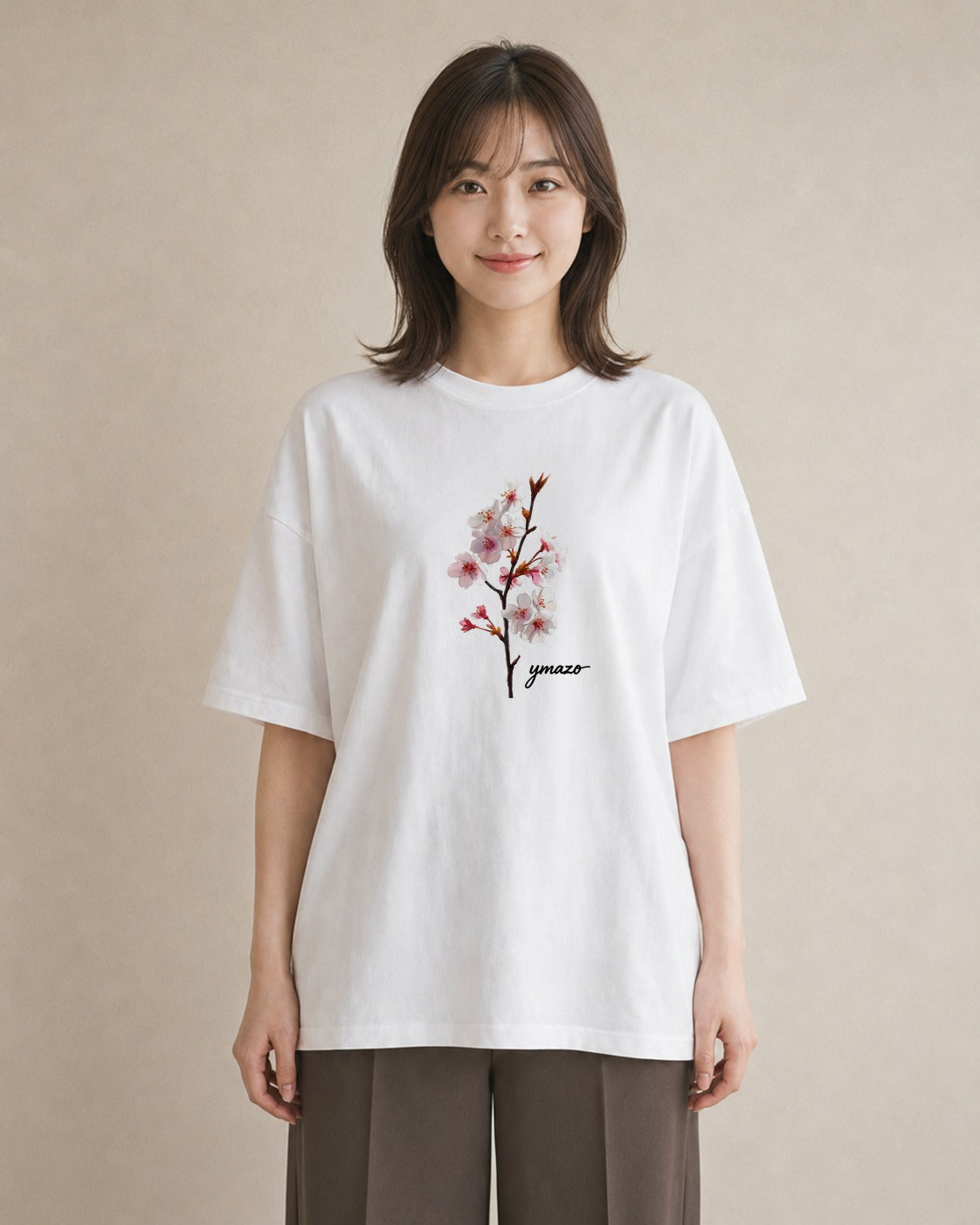プリントTシャツ レディース さくら 桜 サクラ 花 花柄 イラスト 春服 ミセス 白T