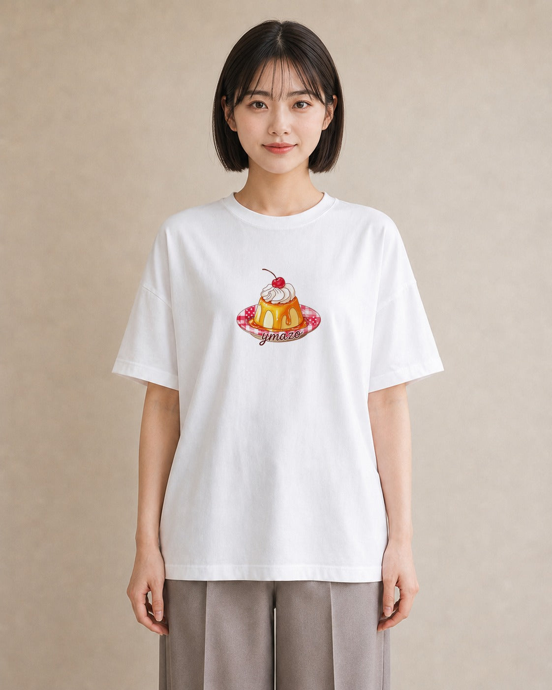 プリントTシャツ レディース マフィン 食べ物 フード イラスト 上品 海 カフェ巡り 白T YMAZO