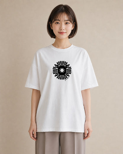 デザインTシャツ レディース 扇子 そよ風 ナチュラル アンティーク イラスト ラフ お揃い 親子 白T YMAZO