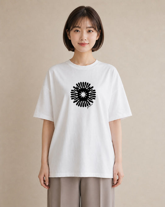 デザインTシャツ レディース 扇子 そよ風 ナチュラル アンティーク イラスト ラフ お揃い 親子 白T