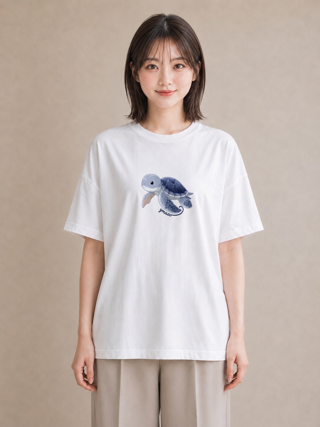Tシャツ レディース ゼニガメ ペット 動物 イラスト お洒落 女性向けギフト 散歩 白T YMAZO