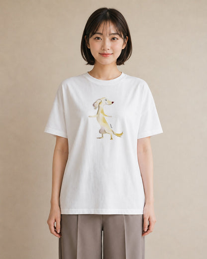 半袖Tシャツ レディース わんこ 犬 いぬ イラスト カジュアル ビーチ デイリーウェア 白T YMAZO