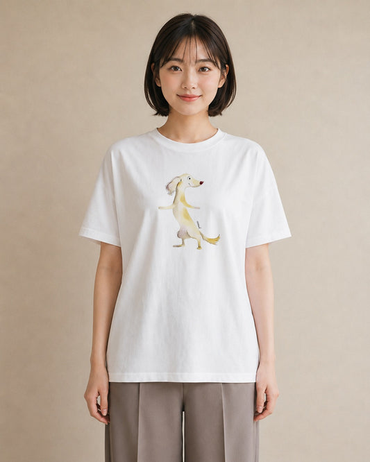 半袖Tシャツ レディース わんこ 犬 いぬ イラスト カジュアル ビーチ デイリーウェア 白T YMAZO